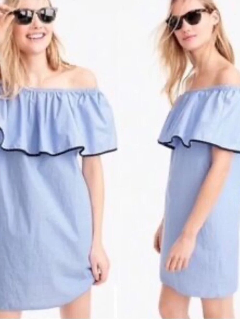 J. Crew Off-Shoulder Ruffled Cotton Mini Dress, S